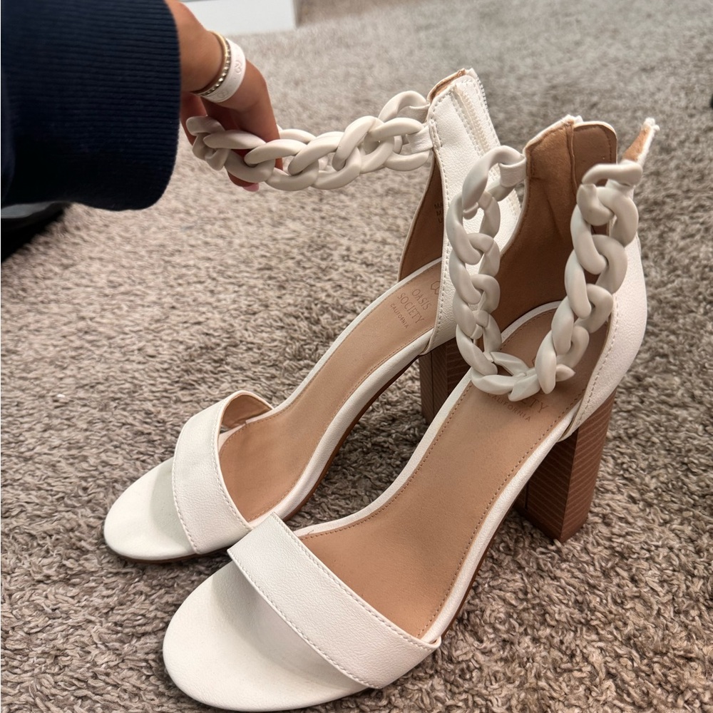 Aeropostale White and Brown Heels with Braided Ankle Strap never worn